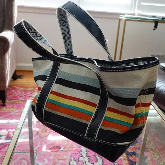 Lands' End Multicolor Striped Tote Bag - Picture 1 of 16